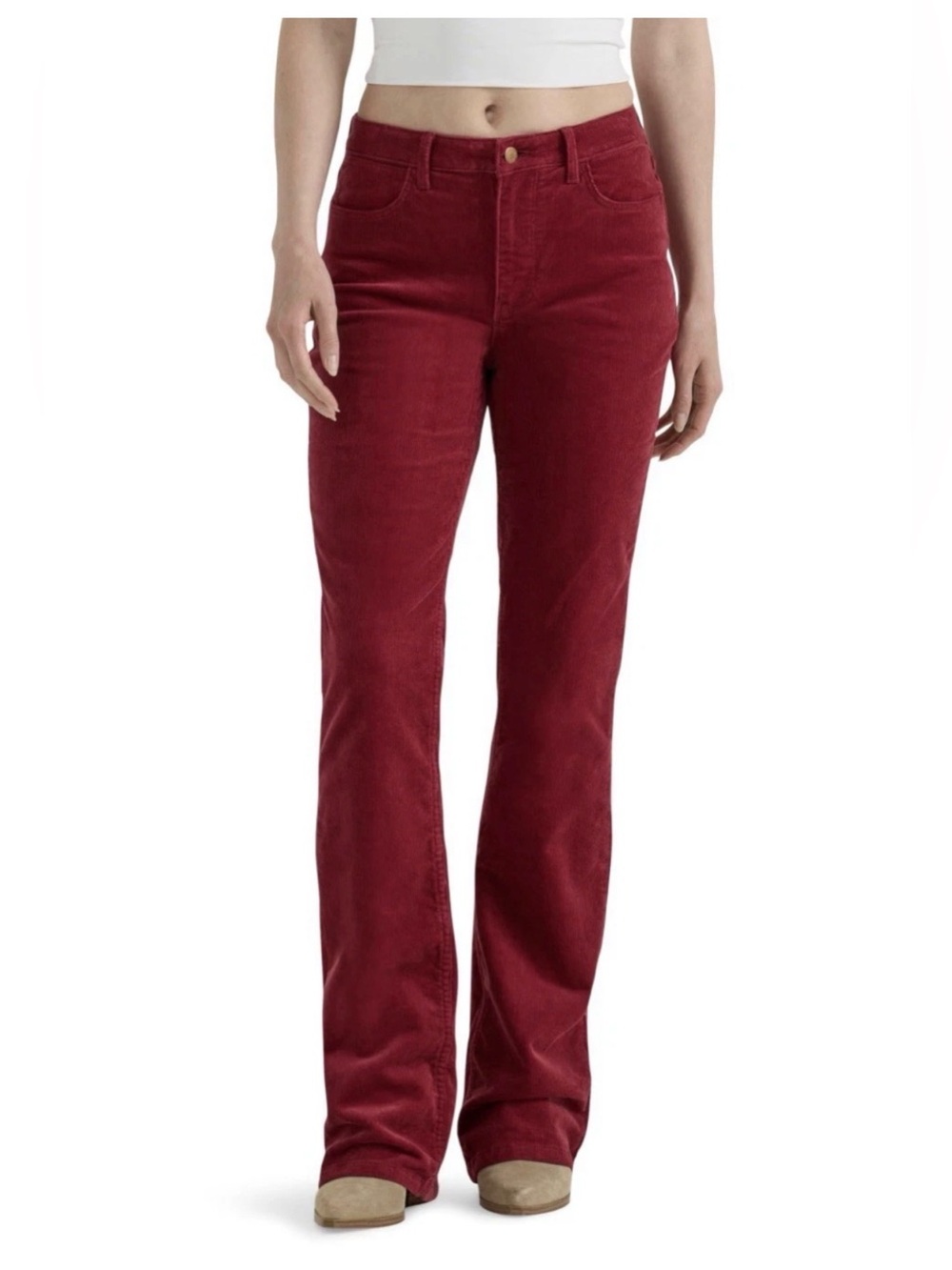Wrangler Women High Rise Bold Boot Cut Corduroy Pants Fierce Flare Fall Western